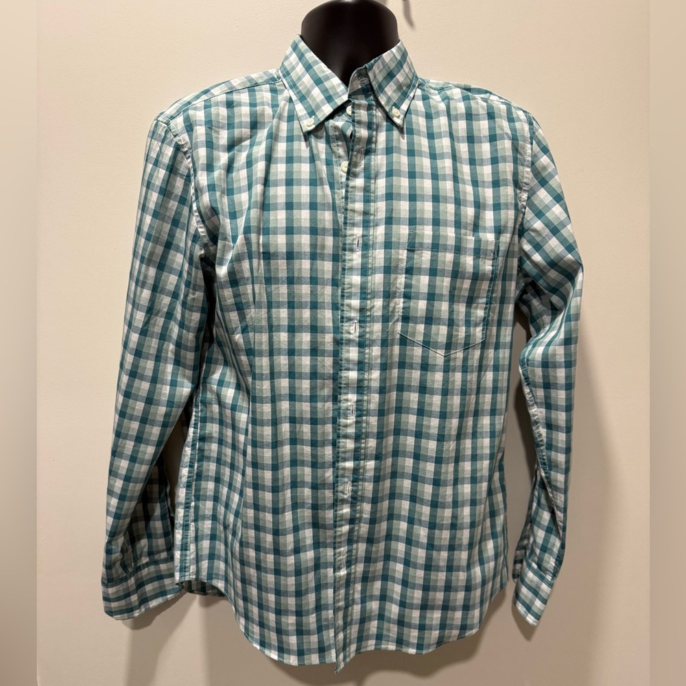 J. Crew Teal and White Plaid Men's Shirt